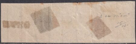 Gemella 5 c. II^ Em.+5 c. III^ Em. usati su frammento Orte annullo non Quotato/Catalogato raro f.Ad, Sav. – Sass.16+25