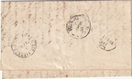 1865 4 Apr 2 b. Spazio Tipografico Sass 3Ab VAR su lettera da Roma x Rimini rara varietà rara