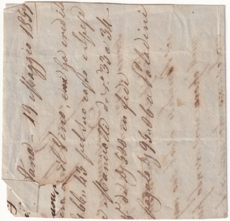 1859 19 Mag 2 gr. Doppia Incisione Sass 5c ben marginato su framm. f. AD Spl