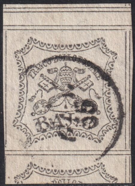 I^ Em. 8 b. bianco Interspazio in alto Sass 9 grandi margini usato Spl