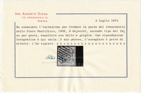 I^ Em. 8 b. Falso x servire del II° Tipo Sass F5 usato ben marginato Cert. AD Spl