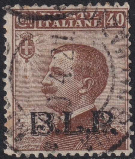 BLP II° Tipo 40 c. bruno soprastampa nera Sass 9A usato Spl Cv 220