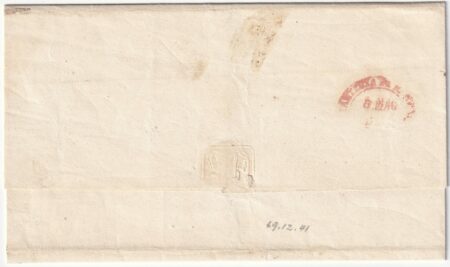 1859 5 Mag 2 gr. Carta Crema Sass 5a ben marginato su sovr. da Napoli x Mongerati f.Ray Spl