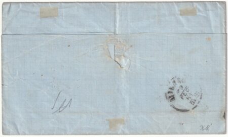 1861 9 Feb 5 gr. Filigrana Onda Sass9b su sovr. da Napoli x Milano f. Ferr rara