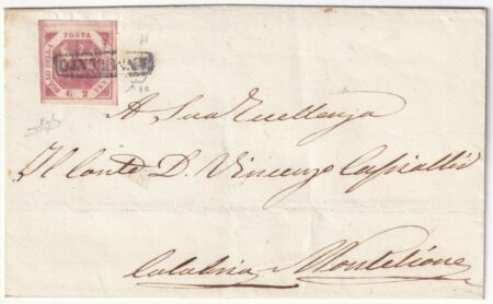 1859 3 Dic 2 gr. Sass 7e su sovr. da Napoli x Monteleone f. Ray, Chiav Spl