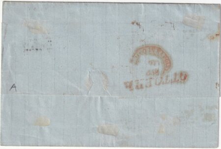 1858 – Ott 2 gr. III^ Tav. con ruletta II^ Tav. pos.46 Sass 7m su sovracoperta da Bari x Napoli molto rara Cv 1750