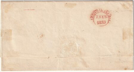 1859 7 Feb 2 gr. Sass 7 ben marginato su sovr. da Grottaminarda Pt.7 x Napoli f.Chiav. Cv 687,50