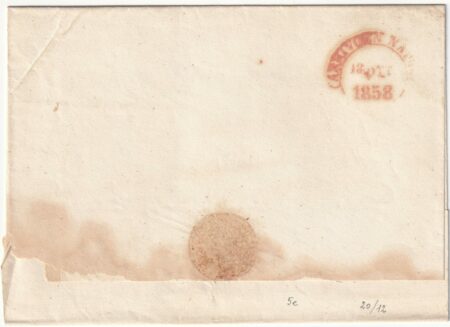 1858 12 Ott 2 gr. Giglio invertito Sass 5c molto ben marginato su sovr. da Rossano x Napoli f. ED