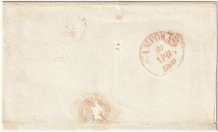 1860 21 Apr 2 gr. Sass 7d ben marginato su sovr. da Larino Pt.5 x Petrella f.AD Spl