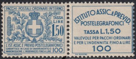 Assicurativo Potelegrafonici 1,50 l. Sass 17 MNH** centrato f.Gazzi Cv 750
