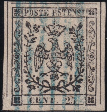 25 c. camoscio chiaro Sass 4 usato Cert.Giulio Bolaffi 1890 f. G.Bolaffi esteso Eccezionale
