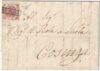 1858 6 Genn 2 gr. senza filigrana Sass 5b/v su lettera da Napoli x Cosenza f.Sorani Cv 8000