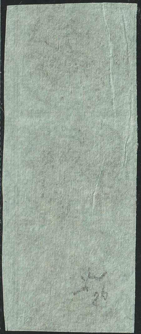 I Em. 1 b. gr. oleoso striscia verticale ampi margini Bdf con leggera pli d’accordeon rara periziata – Sassone n.2b