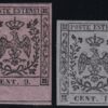 Giornali 9 c. + 10 c. Sass 3 MNH** f. G.Bolaffi + 4 MVLH* Cert. Giulio Bolaffi