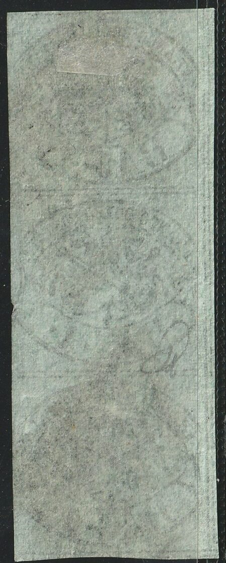 I^ Em. 1 b. striscia di 3 verticale Sass 2 usata ben marginata