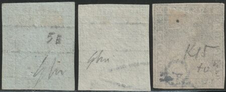 I^ Em. Serie di 3 valori dal 2 cr. al 6 cr. Sass 5/7 usati ben marginati Spl