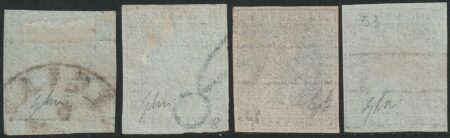 I^ Em. Serie di 4 valori dal 2 cr. al 9 cr. Sass 5d/8 usati grandi margini lusso