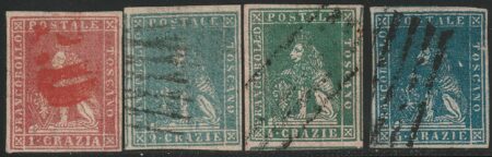 II^ Em. Serie di 4 valori dal 1 cr. al 6 cr. Sass 12/5 usati grandi margini lusso