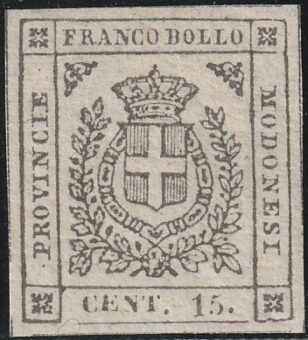 Governo Provvisorio 15 c. grigio Sass 14 MNH** ben marginato raro lusso f. Vaccari Cv 1200