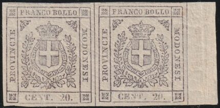 Governo Provvisorio 20 c. lilla gr. ch. coppia Sass 16 Bdf MNH** ben marginata rara lusso f.Em.D