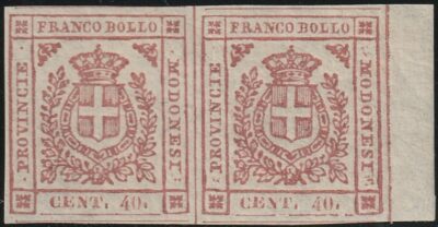 Governo Provvisorio 40 c. coppia Sass 17 Bdf MNH** ben marginata rara lusso Cv 1200