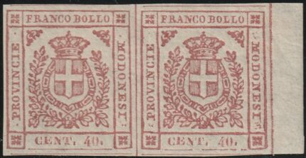 Governo Provvisorio 40 c. coppia Sass 17 Bdf MNH** ben marginata rara lusso Cv 1200