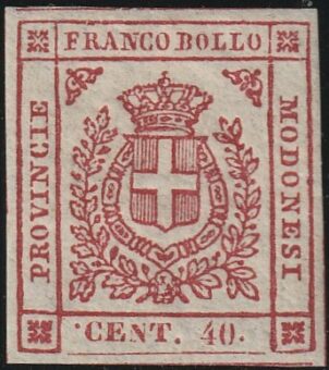 Governo Provvisorio 40 c. carm. vivo Puntoi prima di CENT Sass 17a/d MNH** ben marginato raro lusso f.AD Cv 1300